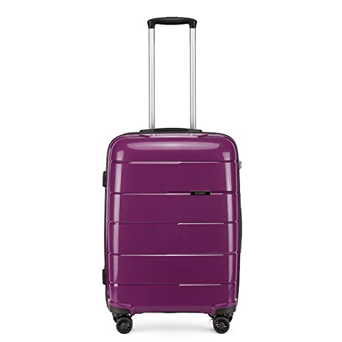Kono Polipropileno Maleta Equipaje de Mano Cabina rígida Ligera con 4 Ruedas,Cerradura TSA (Púrpura, S (55cm - 38L))