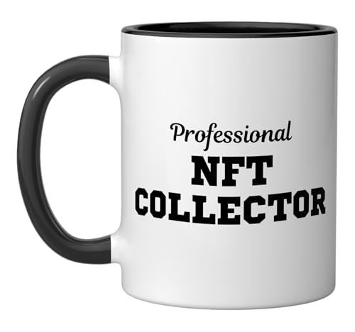 Professional NFT Collector Funny Ethereum Solana PFP NFTs Ceramic Mug, Black/White