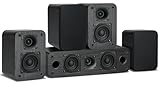 Saiyin 5.0 Channel Surround Sound Systems for Home Theater | 160 Watts Peak Power | Passive Speakers with Black Classic Retro Wood Grain | Amplifier or Receiver Required | Cable Not Included
