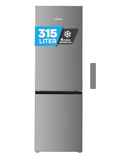 Heinrich´s Kühlgefrierkombination mit 315 L Gesamtvolumen, 219 L Kühlvolumen 96 L Gefriervolumen, LED Beleuchtung, Türanschlag wechselbar, leise 40 dB, große Tiefkühlboxen, 7 Temperaturstufen, Inox