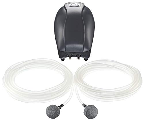 Pontec PondoAir Set 200 - Luftpumpen-Set zur Sauerstoffversorgung von Flora und Fauna / Teichbelüfter für den Einsatz an Teichen bis 2.000 l, Schwarz