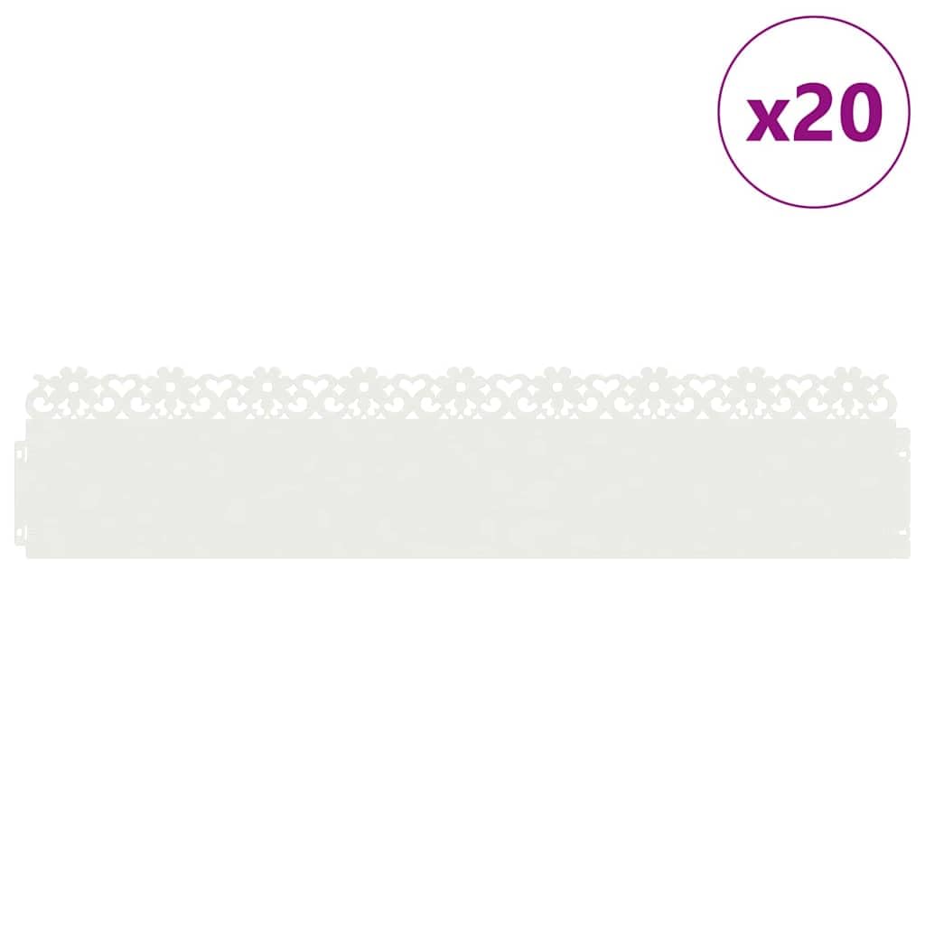 Lot de 20 bordures pour gazon 103 x 0,05 x 22 cm Acier