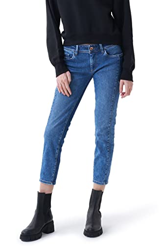 Salsa Cropped Push Up Wonder-Jeans, Skinny, mit Materialmix