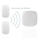 呼び鈴 玄関,ドア・チャイム, 【ELTD】呼び鈴 ベル ドア チャイム ワイヤレス 呼び鈴 ベル、チャイム 玄関 呼び鈴ワイヤレス介護 　チャイム ワイヤレス センサー 配線不要　電源式 最大300m受信 タｯチセンサー　超防水 業界最多52種類の音声 玄関/介護/呼び出し/押しボタン (受信機1個＋送信機2個, ホワイト)