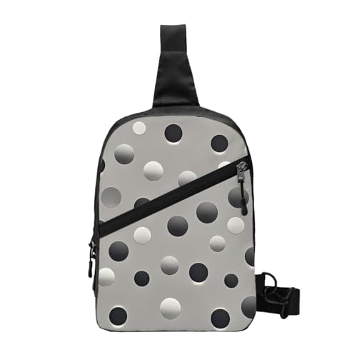 Black White Polka Dots Print Men's and Women's Foldable Crossbody Bag,Sports Crossbody Bags,and Daily Chest Bags