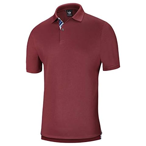 EAGEGOF Men's Polo Shirts Golf Shirt Stretch Tech Short Sleeve Slim Fit Breathable Casual Dark Red M Cover