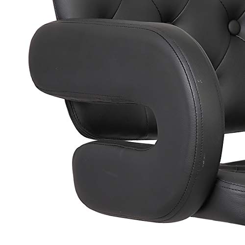 Ac Pacific Diamond Tufted Contemporary Hydraulic Adjustable Swivel Bar Stool With Armrest And Cushion, 25"-33", Black #TOP4