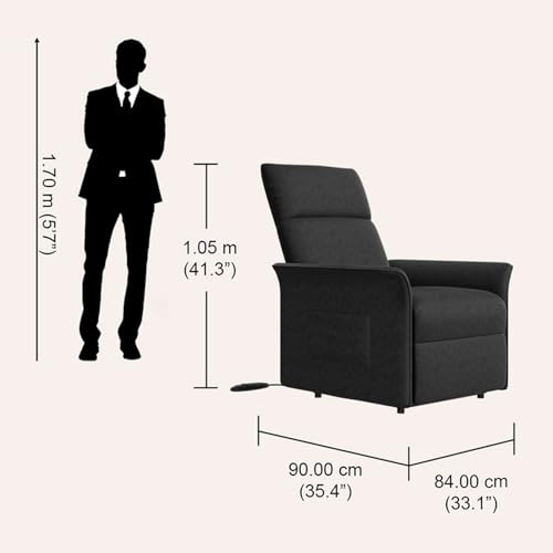 Image of Interio by Godrej Elbe Motorised 1-Seater Fabric Recliner Sofa