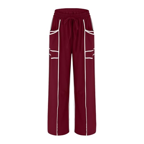 Image of Barrel Pants Women Casual Cargo Wide Leg Baggy Sweatpants Drawstring High Waisted Lounge Palazzo Pants with Pockets