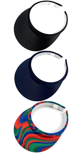 Image of 3 Pack Sports Sun Visor Hat Women Men Adjustable Clip On Visors Outdoor Golf Beach Cap