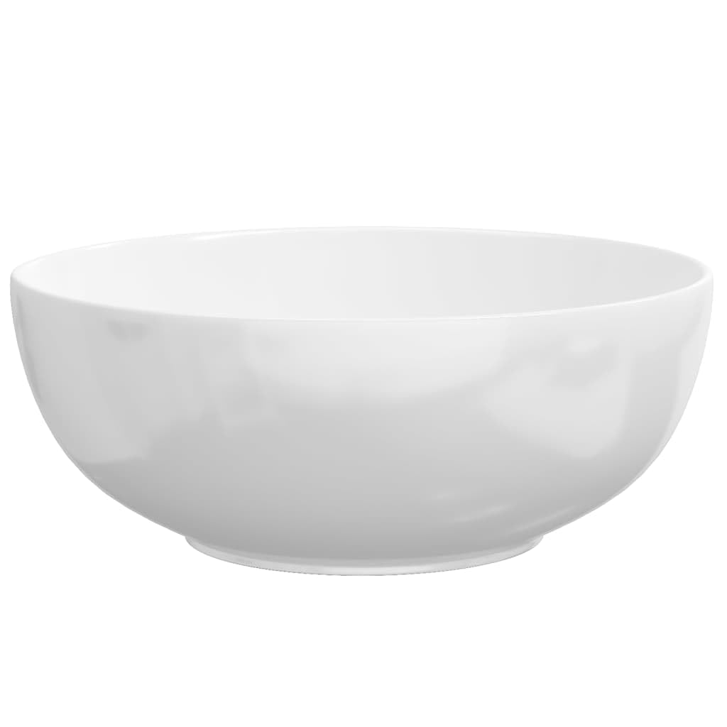 Umywalka biała z ceramiki, 44 x 17 cm, okrągła, z przelewem, umywalka nablatowa, dla gości, łazienki, sanitarna, zajmuje mało miejsca, do montażu armatury łazienkowej i szafki pod umywalkę