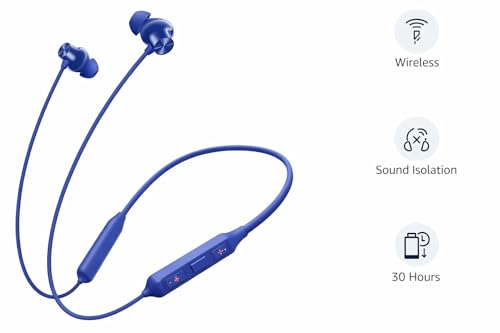 Image of for OnePlus Wireless Z2 Bluetooth Neckband with 12.4mm Drivers, Dynamic Bass, BT 5.2, Fast Charging & Long Battery Life (Blue)