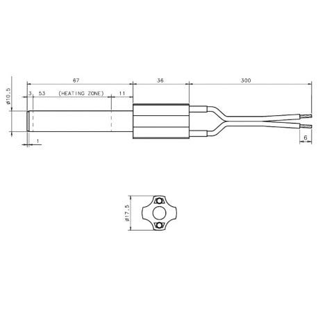 Bujía de encendido de cerámica L. 67-103 mm diámetro 10,5 mm 250 W para estufas de pellets, calderas, quemadores