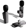 2 Pack Wireless Mini Lavalier Lapel Microphone for iPhone,Android Phone(2 in 1) – 65ft Cordless Clip on Dual Mics with Noise Reduction 6H Working Time for Video Recording Vlogging, YouTube,(Black)