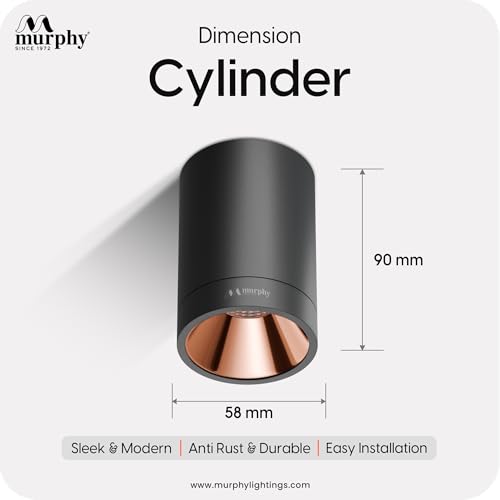 Murphy Aluminium 10W Black Body Cylindrical Surface Mounted Spot Light Down Light (Natural White, Pack of 4)