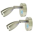 12V RV Bedroom Reading Light Boat Camper Trailer Motorhome Interior Lighting Bedside Spotlight 3W Warm White, Brushed Nickel, with Blue Small Reminder Light Dimmer Touch Switch DC 10-30V,2 Pack