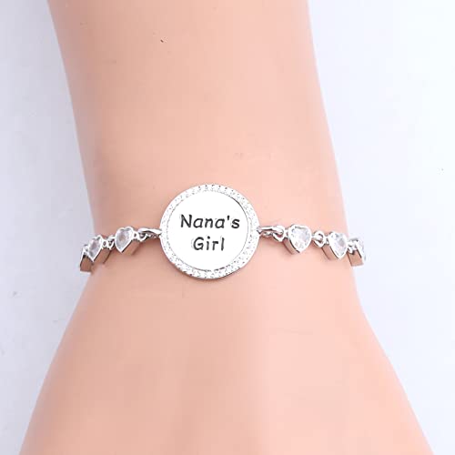 Image of FEELMEM Nana's Girl Slider Bracelet To My Girl Jewelry Granddaughter Gift Grandkids Jewelry Granddaughter Graduation Gift (Nana's Girl Bracelet)