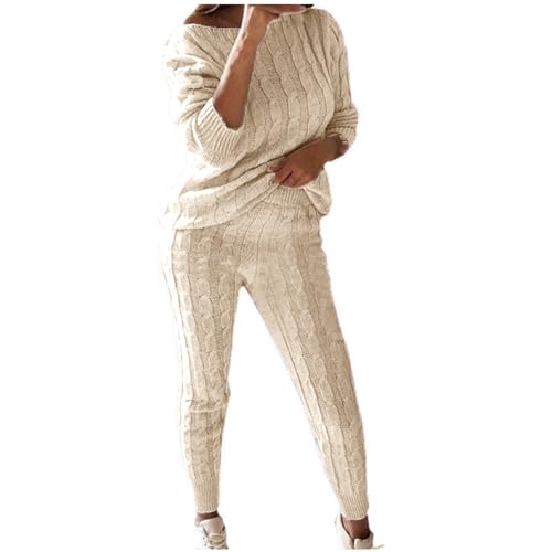 hlysgo Women Cable Knitted 2 Pieces Outfits Chunky...