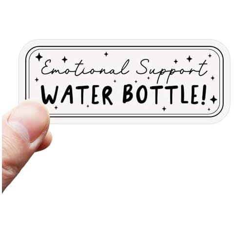 5 x Emotional Support Water Bottle Sticker Transparent Stickers Women Water Bottle Decals Anything with Water Sticker for Water Bottle Decor Gift (Black) Cover