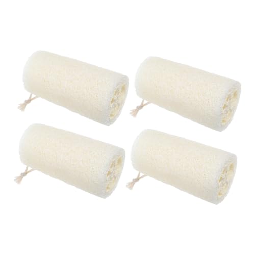 TOPBATHY 4 piezas Esponjas Naturales Luffa para Baño Exfoliantes Esponja Corporal Orgánica para Ducha Paño Exfoliante para Piel Seca Diseño Alargado para Espalda y Hombros Mejora Absorción