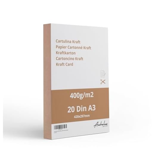 20 Cartulinas kraft de 400gr. 0,7mm de grosor - Tamaño Din A3 (420x297mm) - Carton manualidades - Scrapbooking - Cartulina craft extra gruesa