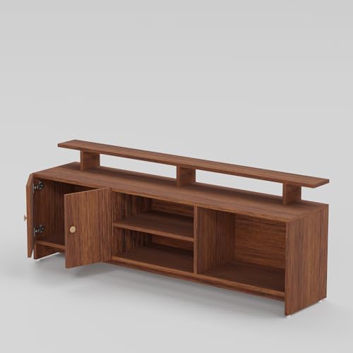 Image of TV Unit for Living Room | TV Stand Table | Wooden TV Cabinet | TV Table Furniture for Home & Living Room | Assembly-DIY | Color-Cherry Pine