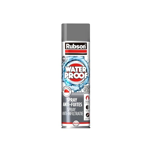 Rubson – Aquablock Revêtement d'Étanchéité en Spray Gris 300 ml, spray d'étanchéité pour colmater fuites et fissures, caoutchouc liquide pour réparations séchage rapide