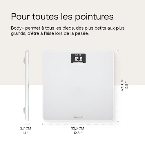 Withings Body - Balance Connectée WIFI avec Suivi du Poids et de l'IMC, Pèse-Personne Numérique avec Synchronisation à l'Application en Bluetooth ou WIFI, Blanc