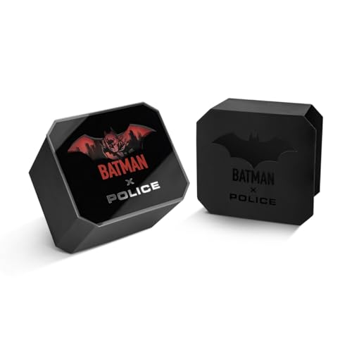 Police Forever Batman Limited Edition Watch - 45mm Ion Plated Black Case, Black & Red Dial, Analog-Digital Display, Back Light & Red Genuine Leather Strap - PEWGD0022604, Red, Modern