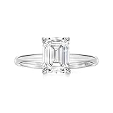 Michooyel Cubic Zirconia Engagement Ring for Women, 2.0ct Emerald cut CZ Solitaire Promise Rings 925 Sterling Silver Rings