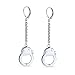 Partners Couples Grey Shade Handcuffs Lever back Dangle Earrings For Women Girlfriend Hot Wife Silver Tone Stainless Steel