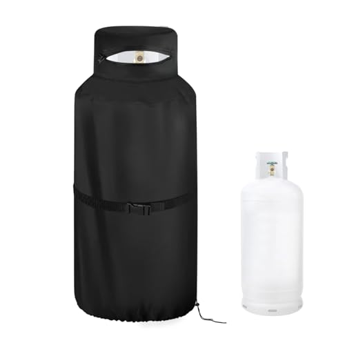 Hengme 40 LB Propane Tank Cover - Hengme 600D Dustproof and Greaseproof Oxford Cloth Protective Cover with Waterproof Zipper for Easy Valve, Suitable for 40 lb Propane Tanks, Black