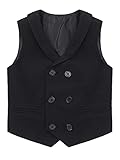 iEFiEL Kinder Weste festlich Baumwolle Smoking Anzugweste für Jungen 98 104 110 116 122 128 134 140 146 152 164 Schwarz Stil A 122-128