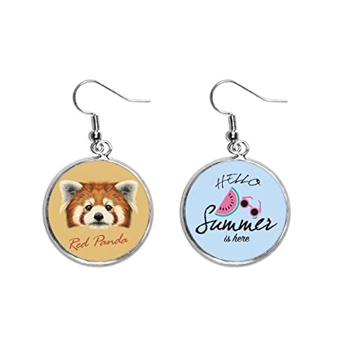 Pendientes de panda rojo con detalles de sandía hechos a mano