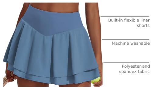 Image of PINSPARK Womens Tennis Skirt Pleated High Waisted Golf Skort with 3 Pockets