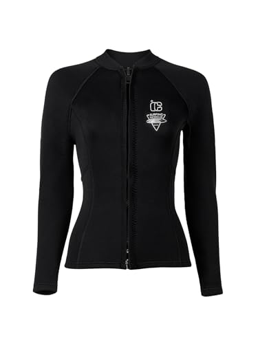 Miutii Chaqueta de neopreno para mujer de 3 mm, traje de neopreno superior chaqueta de buceo manga larga Rashguard para buceo, surf, esnórquel, natación, negro, S