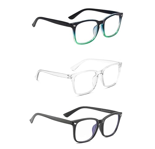 Image of Blue Light Blocking Computer Glasses for Men & Women, Square TR90 Lightweight Eyeglasses Frame, Anti Eye Strain UV Protection, Clear Lens for Gaming Office Reading