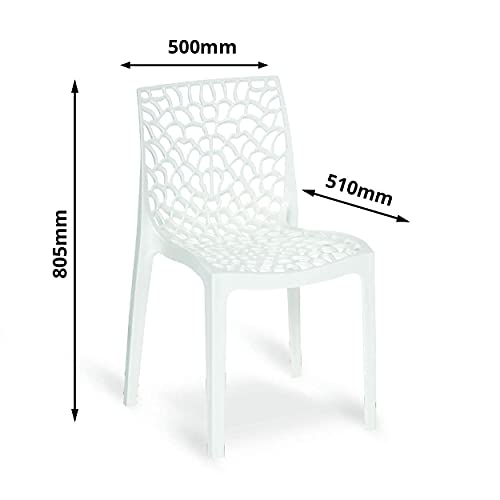 Image of Binani Web Designer Plastic Chair for Home, Office and Restaurant and Cafe|Armless Chair for Dining Room| Heavy Duty Outdoor Plastic Chair | Designer Balcony Chair (4, White)
