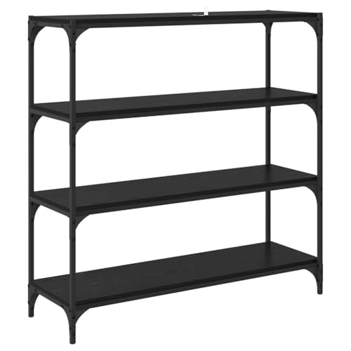 Librería industrial de madera y metal de 3 compartimentos para almacenamiento en salón 8