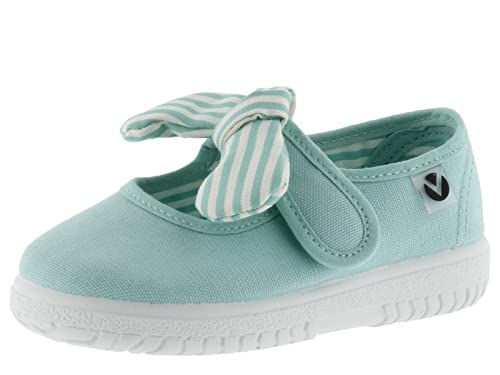 victoria Toddlers Slip On Canvas Bow Shoes, Mint,8 M US