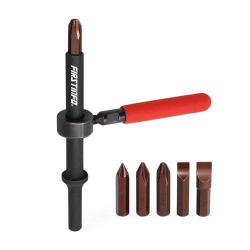 FIRSTINFO F3369 Break Air Impact Screw remover | Working with Pneumatic Hammer | with 6-Piece Slotted and Phillips Bit Set