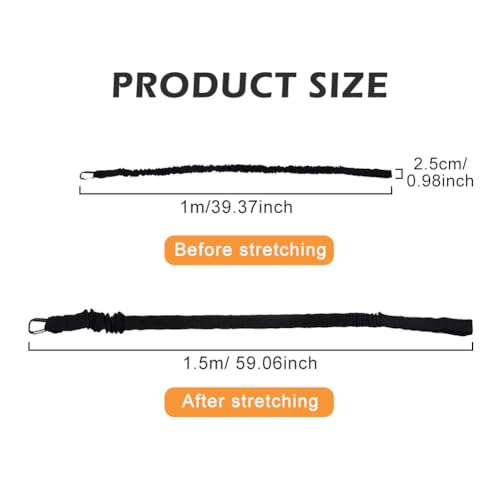 QKDS Kayak Paddle Leash, 2 Pack Stretchable Paddle Strap with Carabiner Secure, Stretchable Paddle Leash Paddle Holder Tool Lanyard for Kayak Canoe Paddle Fishing Pole Rod(Color:Black+Orange)