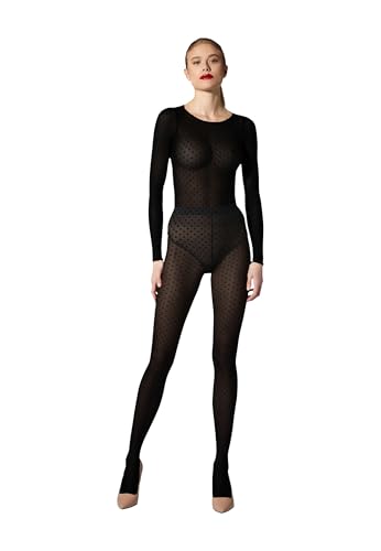 Wolford Satin Touch Dots Tights for Women 20 Denier Sheer Hosiery Pantyhose Elegant 3D Dot Design Shiny Finish Soft Waistband