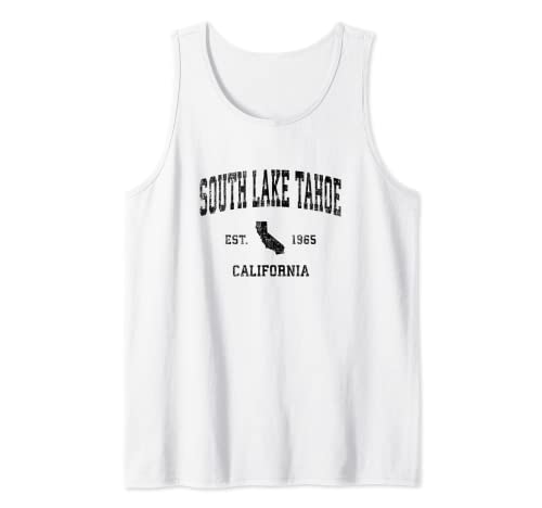 South Lake Tahoe California CA Vintage Sport Design Nero P Canotta