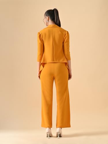 Image of Women's High Waist Straight Fit Trousers,Solid Korean Stretchable Pants for Women, Regular Fit Elastic Waist Full Length Formal Trouser,Casual,Office Wear