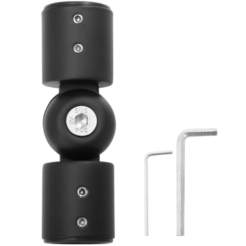 DECOMELODY Conector de Esquina para Barra de Cortina de Ventana, Acero Inoxidable Resistente, Acabado Mate Negro, Ajuste de 90° a 180°, Accesorio para Varilla Redonda de 25 Mm, Uso