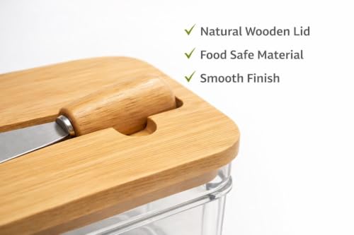 Image of Premium Butter Dish with Lid for Countertop - Covered Holder with Knife for Refrigerator, Airtight Keeper Container Storage with Silicone Sealing for East West Coast Butter, White