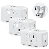 Multi Plug Outlet Extender, VINTAR 3 Outlet Adapter, Multiple Outlet Splitter, Grounded Wall Tap Adapter, Power Plug Expander for Travel Home Office Dorm, 3 Pack