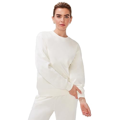 Kut & So Crewneck Sweatshirt For Women – Essential Cozy Fleece Pullover Sweater – Women’s Fall Clothes Cream White Medium #TOP1