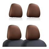 Kewucn 2 PCS Car Seat Head Rest Covers, Protective Fabric Design Auto Headrest Decoration Covers, Soft Head Rest Cover Protector, Universal Vehicle Interior Accessories for Most Cars (Coffee)